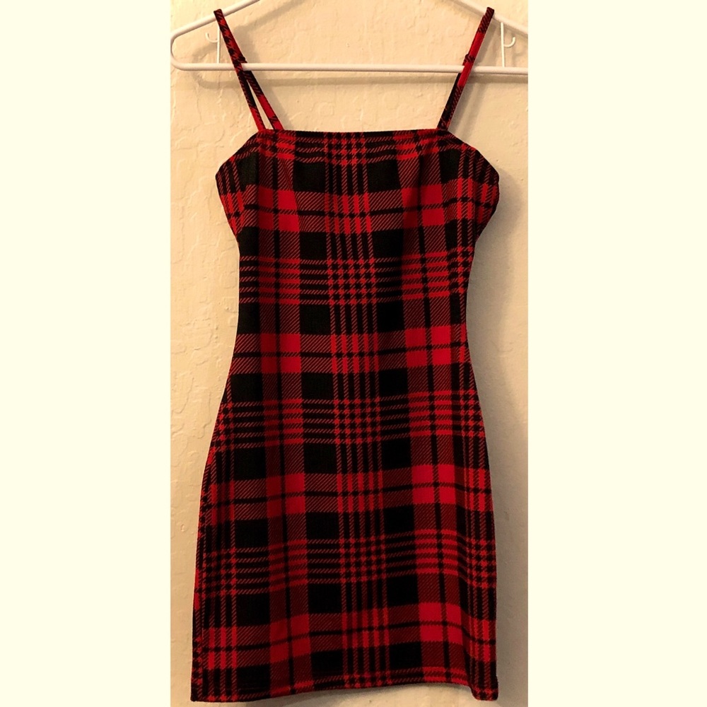Red and Black Plaid Dress